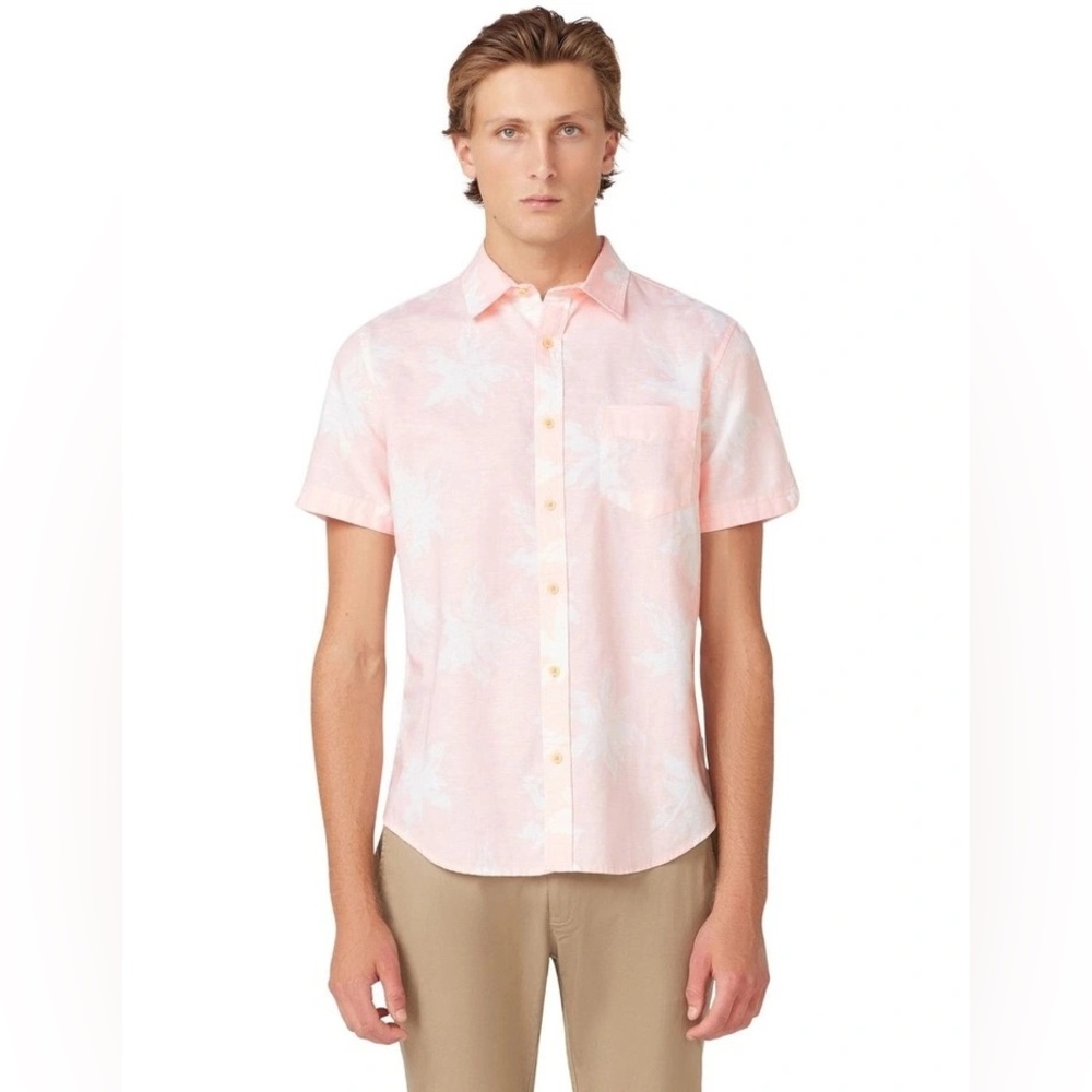 Ben Sherman Exploded Flower Print Short Sleeve Shirt in Light Pink